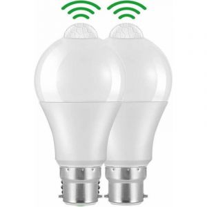 Ampoule LED B22 &agrave; d&eacute;tecteur de mouvement, 12 W, lumi&egrave;re blanche, en aluminium plastifi&eacute; infrarouge, non variable, lot de 2