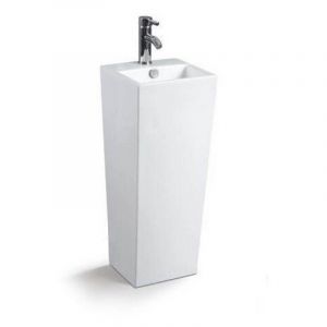 Rue Du Bain - Lave Main Totem Carré - Céramique Blanc - 33x84 cm - Line