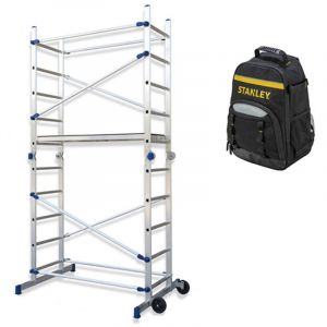 Matis&egrave;re - Echafaudage domestique pliable : Hauteur de travail maximale de 3.78m + Sac &agrave; dos de chantier - facpn-sac