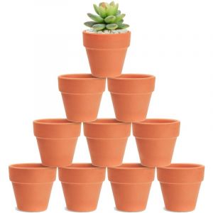 Beijiyi - 10 Terre Cuite Mini Pots de Plante/de Fleurs/de Poterie en Argile, en Céramique avec Trou de Vidange, pour Cactus Intérieur Extérieur
