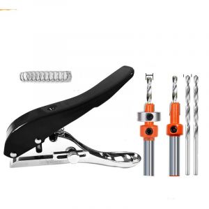 Perforatrice ronde portable en m&eacute;tal de 10 mm pour papier kraft, billets, noire (avec foret frais&eacute; de 3,0 mm x 2)