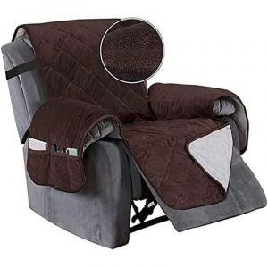 Housse de Fauteuil Relax Matelass&eacute; Inclinable Couvre Fauteuil Relax Imperm&eacute;able Housses de Protege Fauteuil Inclinable ,Cafe