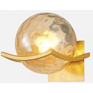 Applique murale moderne du milieu du si&egrave;cle en verre martel&eacute; boule d'ambre dor&eacute;e miroir de courtoisie luminaire int&eacute;rieur blanc applique murale de