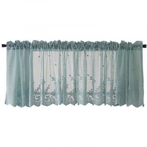 1 rideau en tulle, rideau en tulle jacquard, rideau bistrot style maison de campagne, tringle &agrave; rideau non incluse, bleu (l 74 cm x H 61 cm)