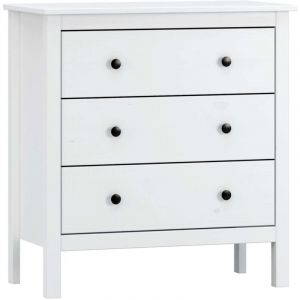 Commode Samy en bois blanc ou miel avec 3 tiroirs 77x81x40 cm