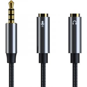 Ahlsen - Câble Audio Splitter Jack 3.5mm Mâle à Double 3.5mm Femelle Micro Casque Câble, Adaptateur Micro Casque Compatible avec Casque Gaming,