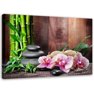 Tableau sur toile Orchid&eacute;es Bambou Pierres Zen 60x40