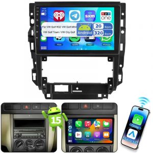 Autoradio Android 15 pouces avec Apple CarPlay, RDS, GPS et Wi-Fi pour VW Bora Golf 4 MK4 1J1 1J2 - 2+32G