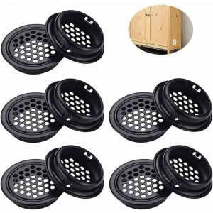 Grille de Ventilation inox Ronde Grille ventilation inoxydable Grille de Ventilation Inox Ronde 10 Pièces Grille d'aération Noir pour Armoire Placard