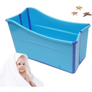 Gojoy - Baignoire pliable pour adulte - Construction l&eacute;g&egrave;re - Robuste - Facile &agrave; ranger - Grande baignoire familiale pour douche spa - Bleu