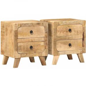 Table de chevet 2 pcs 40x32x46 cm bois massif de manguier brut Vidaxl