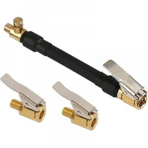Adaptateur de Valve de Pneu de Voiture, Tuyau Pompe Gonflage Pneu avec 2 Embout de Gonflage Laiton, Raccord de Valve de Gonflage pour Voiture, Vélo,