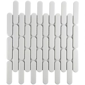 Mosa&iuml;que de gr&egrave;s c&eacute;rame KITKAT OVAL 9,8x2,3cm - Mosa&iuml;que Ovale 9,8x2,3 cm Blanc brillant - bo&icirc;te de 0.90 m2 - Mosa&iuml;que Ovale 9,8x2,3 cm Blanc brillan