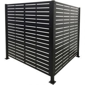 Relaxdays Cache-poubelles Line, 2 panneaux 120 x 120 cm (H x L), brise-vue modulaire, noir