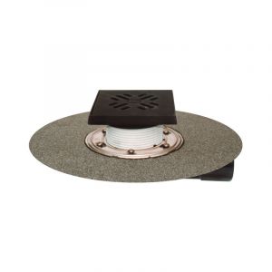 Siphon de sol DN50/75 avec siphon, t&ocirc;le bitum&eacute;e soud&eacute;e, 150x150mm/137x137mm fonte