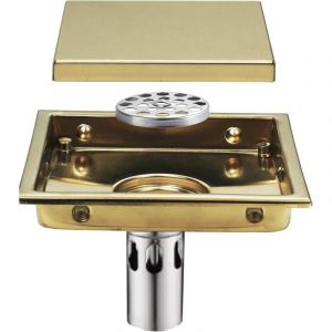 Ymyny - Drain de Douche 150x150mm Siphon de Sol Carr&eacute; Caniveau de Douche 304 Acier Inoxydable Anti-Odeur Drain de Plancher