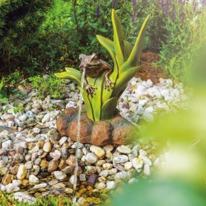 Gargouille avec pompe solaire frosch figure de bassin figure de jardin H=22cm 101661 - Esotec