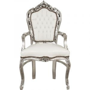 Chaise de cuisine en bois Chaise salle à manger 60x105x60 cm Fauteuil rembourré Chaises avec accoudoirs Chaises de salon Baroque
