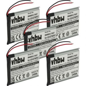 5x Batterie compatible avec Sony NW-A25, NW-A26, NW-A27, MDR-ZX330, MDR-XB950BT casque audio, écouteurs sans fil (650mAh, 3,7V, Li-polymère) - Vhbw