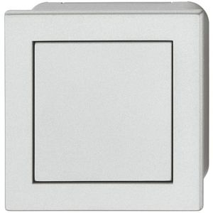 Poign&eacute;e coquille carr&eacute;e &agrave; encastrer et visser avec clapet &agrave; pression pour ouvrir en plastique gris aspect aluminium Meuble Cuvette Cuisine Porte