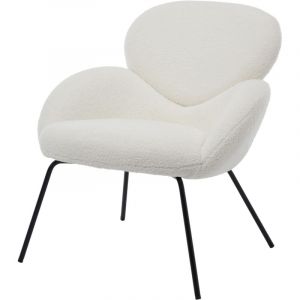 Wahson Fauteuil Relax en Fausse Fourrure avec Pieds en M&eacute;tal, Fauteuils de Salon Moderne pour Chambre, Fauteuil Scandinave, Blanc