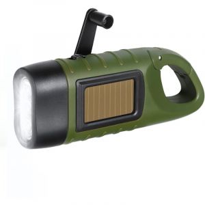 Lampe torche solaire &agrave; manivelle, lampe torche LED compacte &agrave; recharge d'urgence, lampe torche de survie portable, lampe torche dynamo &agrave; mousqueton