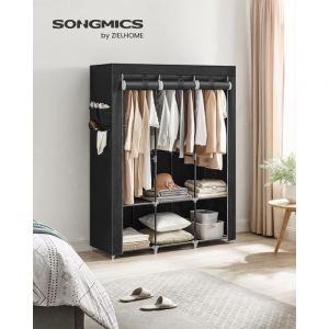 Songmics - Armoire Chambre en Tissu, Porte-vêtements, Penderie, 45 x 130 x 167 cm, 3 Compartiments de Suspension, abvec Étagères, 4 Pochettes, Grande