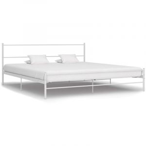 Lit double-160 x 200 cm, Cadre de lit, Lit adulte Blanc Métal 160 x 200 cm JKF652322 design in