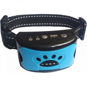 Collier anti-aboiement rechargeable pour chien, dispositif anti-aboiement pour petit moyen &agrave; grand chien, collier anti-aboiement pour chien, (bleu)