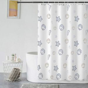 Rideau de douche Rideaux de Douche en &Eacute;toile de Mer R&eacute;sistant &agrave; Moisissure Anti Bact&eacute;rien Imperm&eacute;able Blanc - 100x200CM