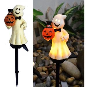 Lanterne Citrouille d'halloween, lumi&egrave;res sur Piquet d'halloween, Lampe Solaire Exterieur, Lumi&egrave;re d'ambiance Solaire fant&ocirc;me d'halloween,