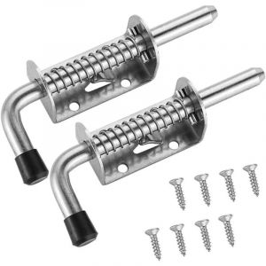 2pcs Verrou Porte de Garage Serrure Portail Verrou de Porte Serrure de Porte Abri de Jardin Verrou Ressort Acier Inoxydable 304 Boulon de porte