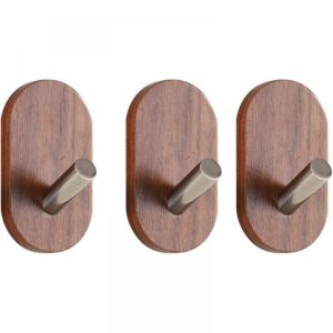 Lot de 3 patères en Bois, Porte-Manteau en Bois Naturel, Crochets de décoration de Porte de Maison,Crochet Mural Multifonction pour Sacs à Manteaux,