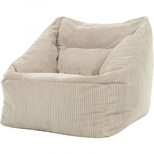icon Pouf Fauteuil en Velours Côtelé Morgan, XXL Pouf Geant pour Salon, Pouf Poire Adultes, Beige Galet, OEKO-TEX