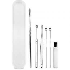 BEBUSINGOTO 6PCS C&eacute;rumen Curette Cure-Oreilles Nettoyeur M&eacute;dical Cure Oreilles INOX pour Oreille en Acier INOX Cire d'oreille Remover Ear Picks Cire