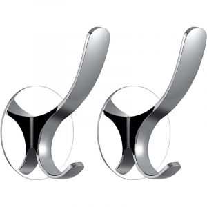 Crochet Adh&eacute;sif Sans Forage Crochet Salle De Bain Inoxydable Porte Crochet Serviette Manteau Crochet Auto-Adh&eacute;sive Argent&eacute;e 2 Packs