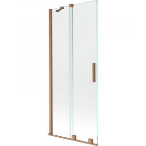 Velar écran de baignoire à 2 ailes coulissante 80 x 150 cm, transparent, Cuivre brossé - 896-080-000-01-65 - Mexen