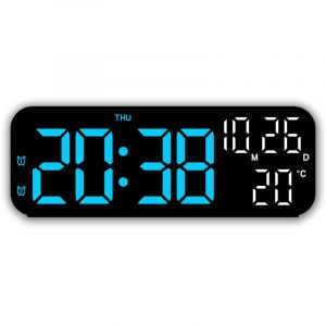 XVX grande horloge murale num&eacute;rique XVX horloge de bureau LED R&eacute;veil num&eacute;rique grand &eacute;cran LED horloge murale de Bleu