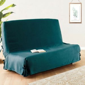 Atmosphera - Housse de clic clac 140x200 cm bleu canard coton