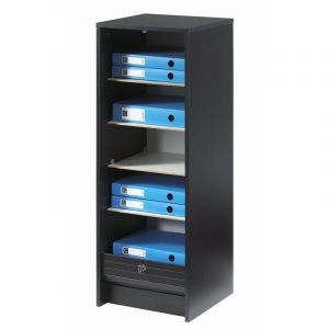 Classeur &agrave; Rideau Noir 5 Etag&egrave;res Serrure L 37.8 H 103.8 P 38.4 cm - Coloris: Bambous 912