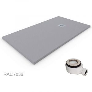 Decohor - Receveur de douche en R&eacute;sine extra-plat quartz. Texture Ardoise. Gris b&eacute;ton ral: 7037 90X130CM