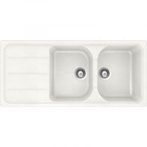 &Eacute;vier granit blanc Schock FORMHAUS 2 bacs 1 &eacute;gouttoir