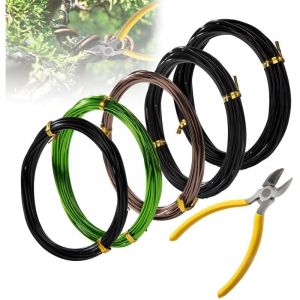 Bonsai Fil Aluminium 25m de Long avec Pince Coupante 1mm/1.5mm/2mm Fil Ligature Bonsai Anodis&eacute; Fils d'entra&icirc;nement pour Arbre avec Bonsa&iuml; pour