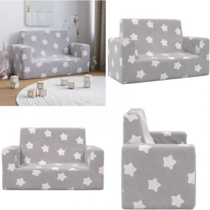 Canap&eacute; pour enfants &agrave; 2 places Gris clair &eacute;toiles Peluche douce - Canap&eacute; Enfant - Canap&eacute; B&eacute;b&eacute; - Mobilier Enfant - Meubles Pour Enfants - Fauteuil