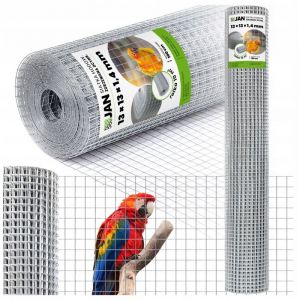 Grillage soud&eacute; galvanis&eacute; - 13 x 13 mm - Fil de 1,4 mm - Hauteur 1 m - Rouleau de 10 m&sup2; - Grillage pour voli&egrave;res, enclos et cl&ocirc;tures - Double