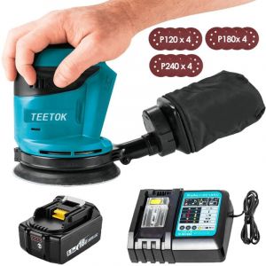 Ponceuse excentrique,Sans balais,Compatible avec la batterie Makita, ponceuse orbitale aléatoire Machine de polissage 18V Ø125mm avec sac à poussière