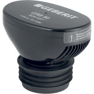 Geberit &ndash; Clapet a&eacute;rateur noir pour tube d'&eacute;vacuation PVC &ndash; Gamme Silent PP &ndash; Forme optimis&eacute;e pour circulation d'air silencieuse