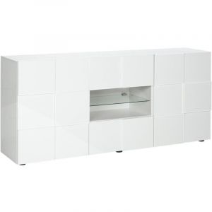 Buffet CALISTO - LEDs - 2 portes & 2 tiroirs - Blanc laqué