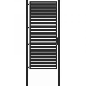 Portail de jardin，Portillon，Porte de jardin verrouillable noir 100x200 cm aluminium CFW89118