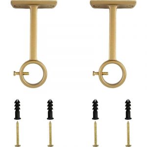 2 supports de tringle à rideaux, fixation de tringle à rideaux, support de tringle à rideaux mural et plafond, doré